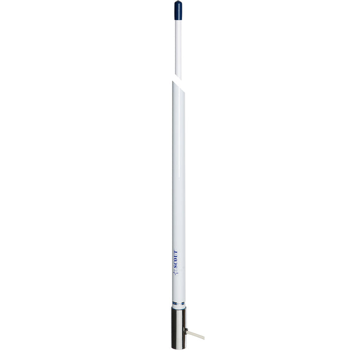 Scout 8' White VHF Antenna 6dB Stainless Steel Ferrule w/5M RG-58 Coax Includes PL-259 KS-42 [PF AN NVHF00007T]
