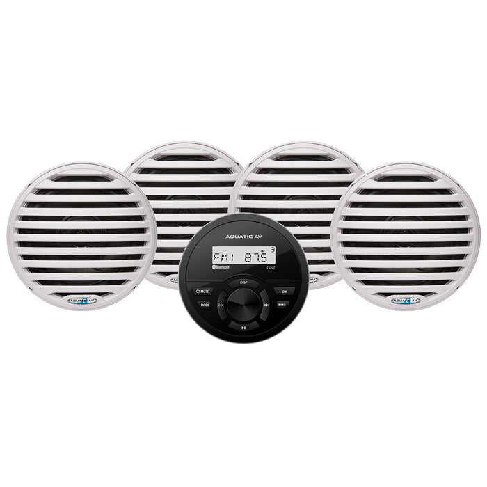 Aquatic AV GS2 Gauge Stereo  2 Pairs of EC651 6.5" White Speakers [CK305]