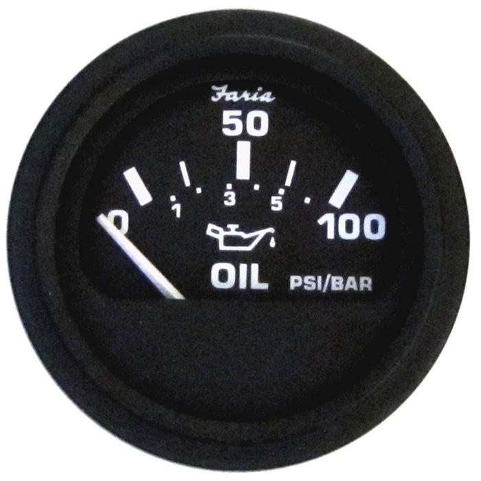 Faria Euro Black 2" Oil Pressure Gauge (100 PSI) [12845]