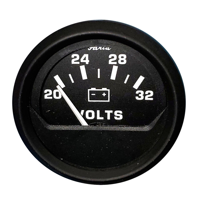 Faria Euro Black 2" Voltmeter (20-32 V) [12860]