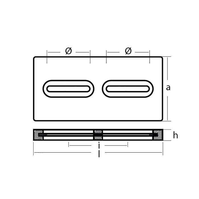 Tecnoseal Rectangular Zinc Plate Anode w/Inserts - 12" x 6" x 1" [TEC-DIVERSD]