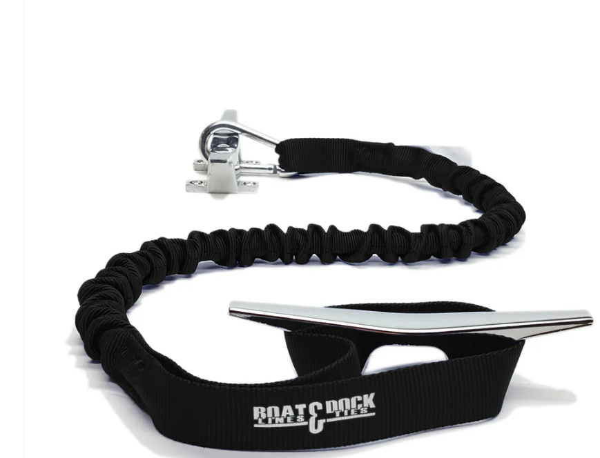 Boat Dock Tie Bungee Cord - Hook and Loop Ends, Pack of 2